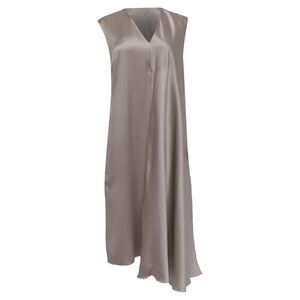 Joseph Carrol V-Neck Midi Dress in Grey Silk